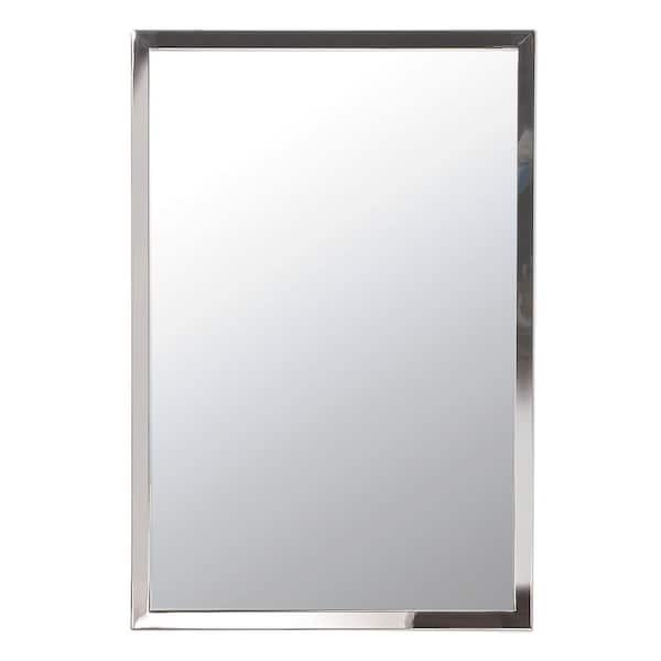 Afina Medium Rectangle Brushed Nickel, Modern Stainless Steel Frame Mirror