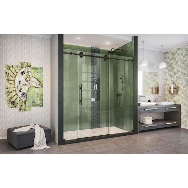 DreamLine - Enigma-XO 68-72 in. W x 76 in. H Fully Frameless Sliding Shower Door in Oil Rubbed Bronze