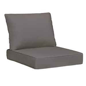 22.5in.x24.5in. 19in.x22.5in. 2-Piece Deep Seat Rectangle Outdoor Lounge Chair Cushion/Throw Pillow Set in Coffee