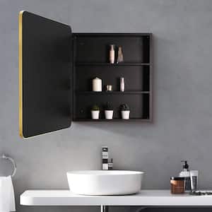 24 in. W x 30 in. H Rectangular Surface or Recessed Mount Gold Bathroom Medicine Cabinet with Mirror