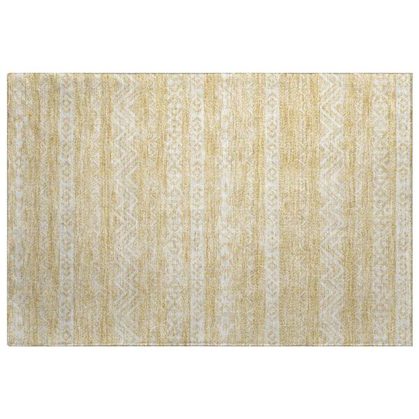 Dream Shag Premium Machine Washable Abstract ADS803 Gold 2 ft. x 3 ft. Accent Rug