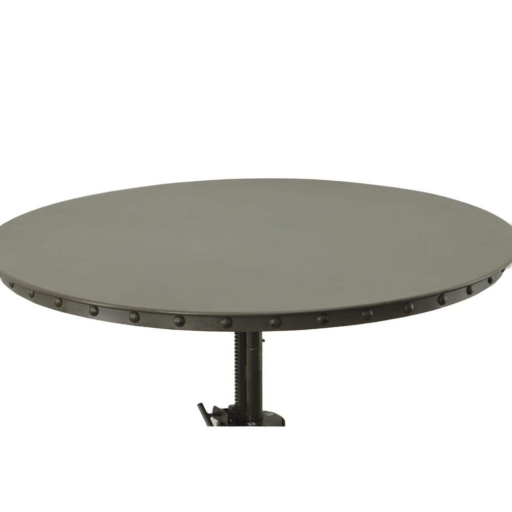 Riveted Reclaimed Wood 36" Round Industrial Crank Counter Table