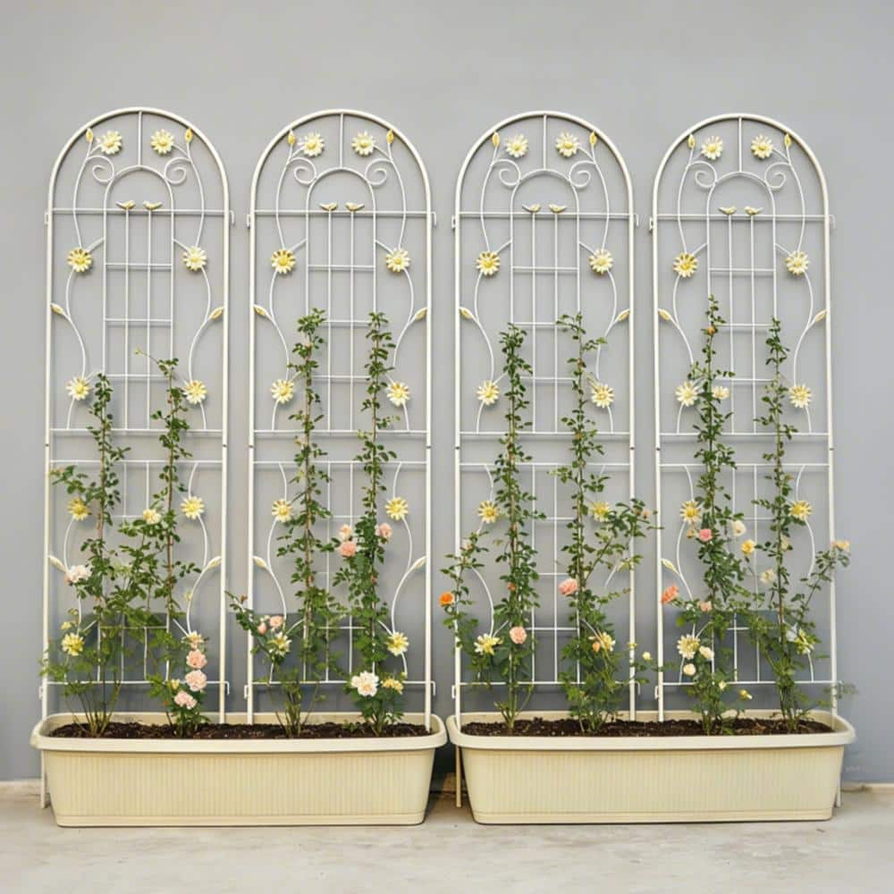 "4 Pack Metal Outdoor Garden Trellis 71"" x 19.7"" Rustproof Trellis for Climbing Plants  Flower Support Cream White" price history on PriceWatchPro