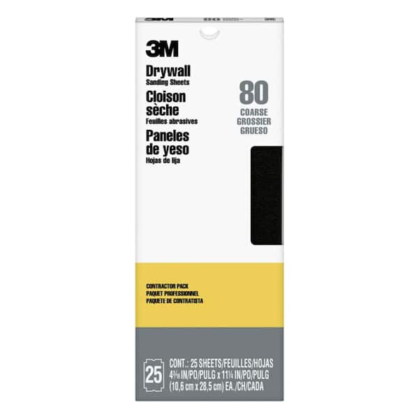 3M 4 3/16 in. x 11 1/4 in. 80 Grit Drywall Sanding Sheets (25-Pack)