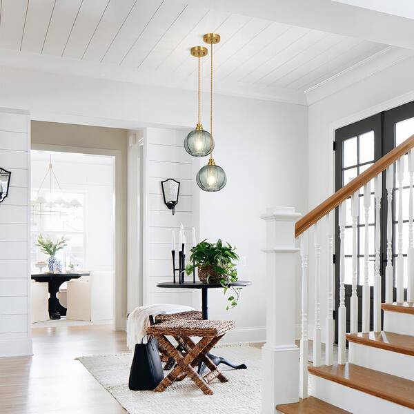 Henveton Jasslynn 40-Watt 1 Light Green Pendant Light with Ribbed