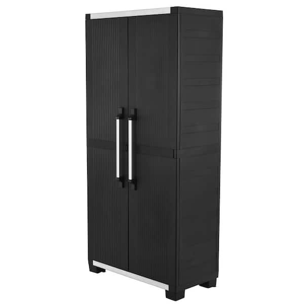 Premium One 35 in. W x 71.7 in. H. x 18.5 in. D 5-Shelf Resin Freestanding Cabinet in Black