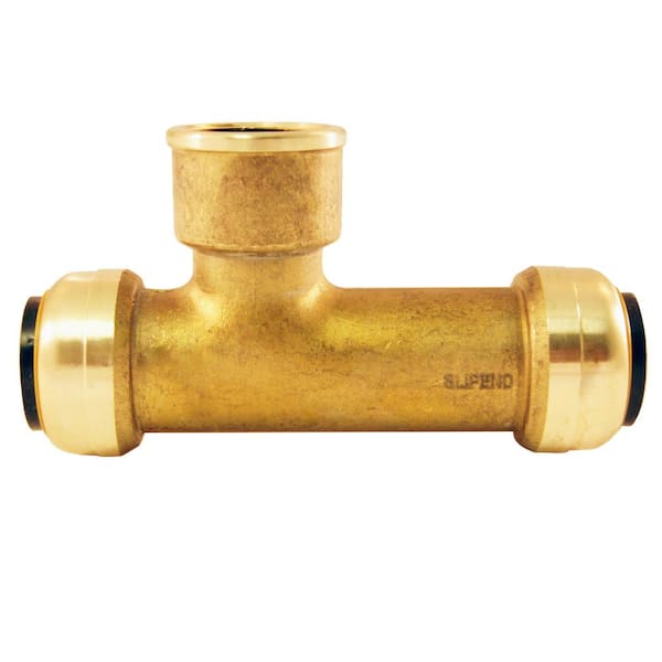 Tectite 3/4 in. Brass Push-To-Connect x Push-To-Connect x Female Pipe Thread Slip Tee Fitting