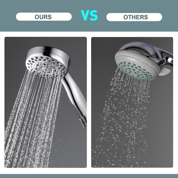 5-Spray 3.5 in. Wall Mount Adjustable Handheld Shower Head 1.75 GPM in Polished Chrome