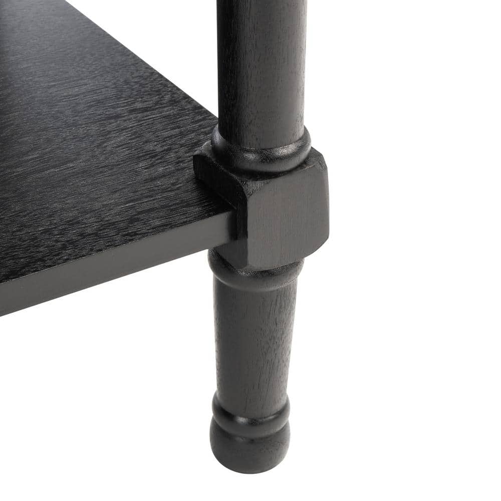 Black Wood Rectangular Accent Table with Storage Drawer