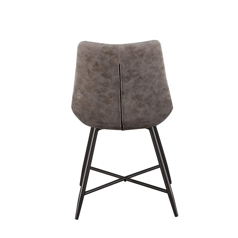 Ramona Brown Faux Leather and Metal Side Chair Set