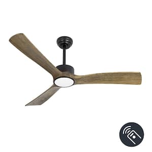 52 in. LED Indoor Outdoor Matte Black and Mahogany Finished Ceiling Fan with 1-Light and Remote Control