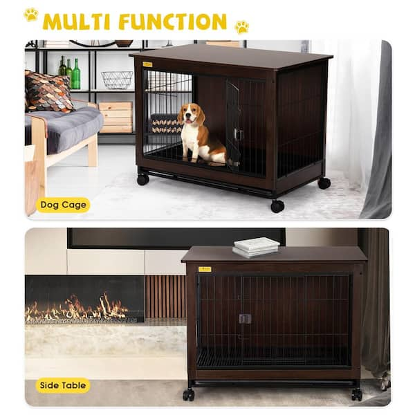 Miscool Cages for Dog Crate Furniture Dog Kennel Equipped Decorative Pet  Crate Dog House Side Tabel Small Size in Brown YCHD10DOG0688 - The Home  Depot