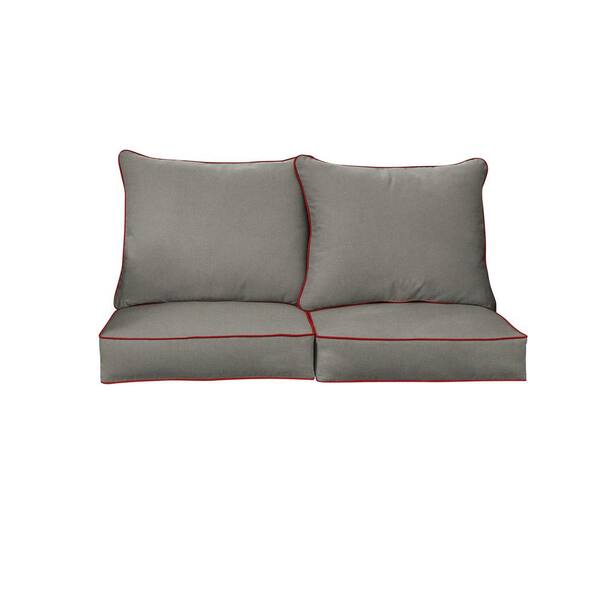 SORRA HOME 23 x 23.5 x 22 (4-Piece) Deep Seating Indoor/Outdoor Loveseat Cushion in Sunbrella Canvas Charcoal