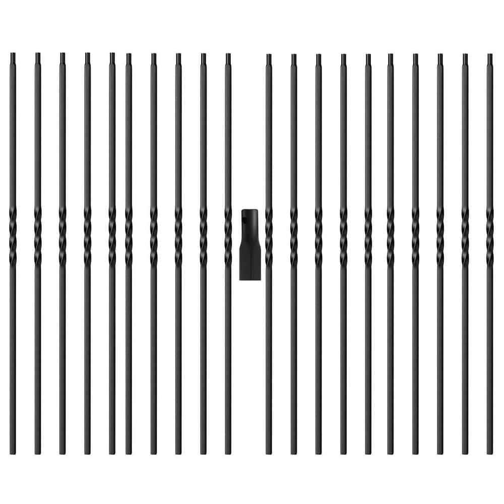 20 Pcs 44 in. H x 1/2 in. W Black Wrought Iron Twist Stair Railing Kit for Indoor Outdoor Deck Terrace Use Aluminum price history on PriceWatchPro