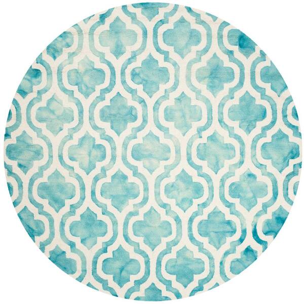 Round Area Rug X 7 Ft Dip Dye Turquoise/Ivory 7 Ft 