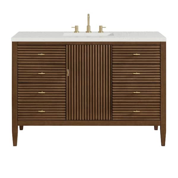 James Martin Vanities Myrrin 48.0 in. W x 23.5 in. D x 34.06 in. H Single Bathroom Vanity Mid-Century Walnut and Lime Delight Quartz Top