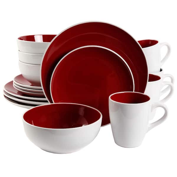 Gibson Home Chicstone 16-Piece Red Dinnerware Set
