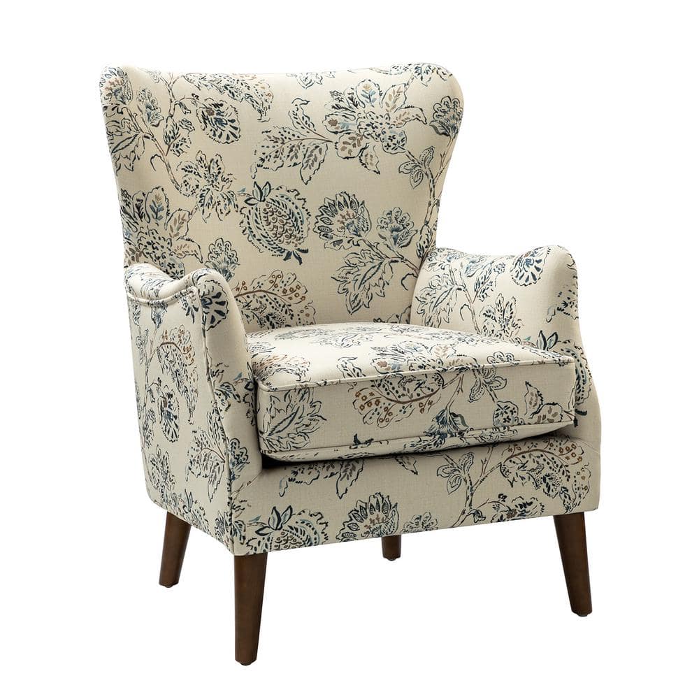 JAYDEN CREATION Leonhard Jeacobean Floral Fabric Pattern Wingback Design  Armchair with English Arms CHJK0710-JEA - The Home Depot