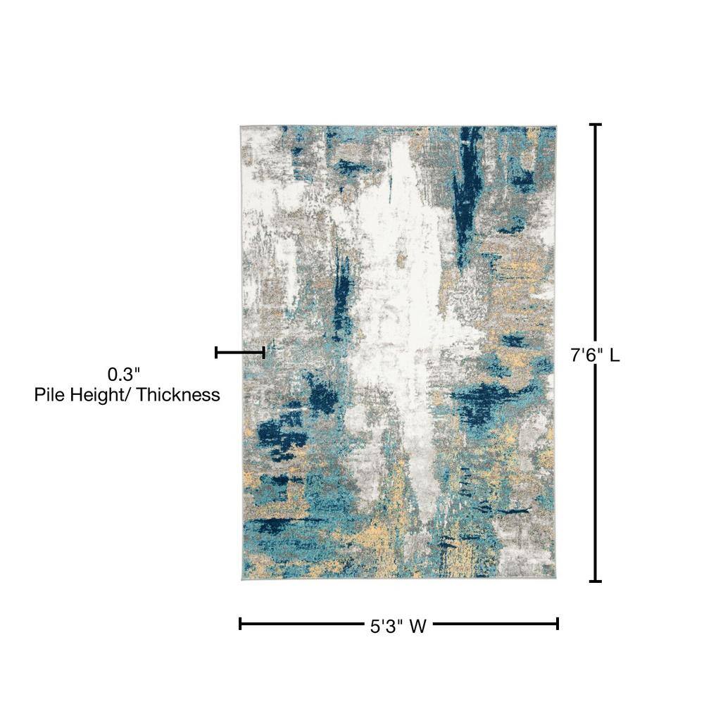 Gray and Gold Abstract Hand-knotted Synthetic Area Rug
