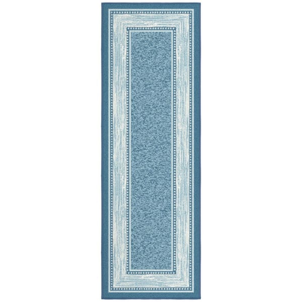 Ottohome Collection Non-Slip Rubberback Bordered Design 2x5 Indoor Runner Rug, 1 ft. 8 in. x 4 ft. 11 in., Teal Blue