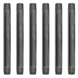 1/2 in. x 8 in. Black Industrial Steel Grey Plumbing Nipple (6-Pack)