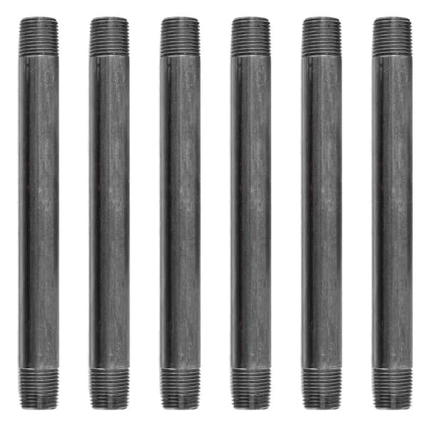 1/2 in. x 8 in. Black Industrial Steel Grey Plumbing Nipple (6-Pack)