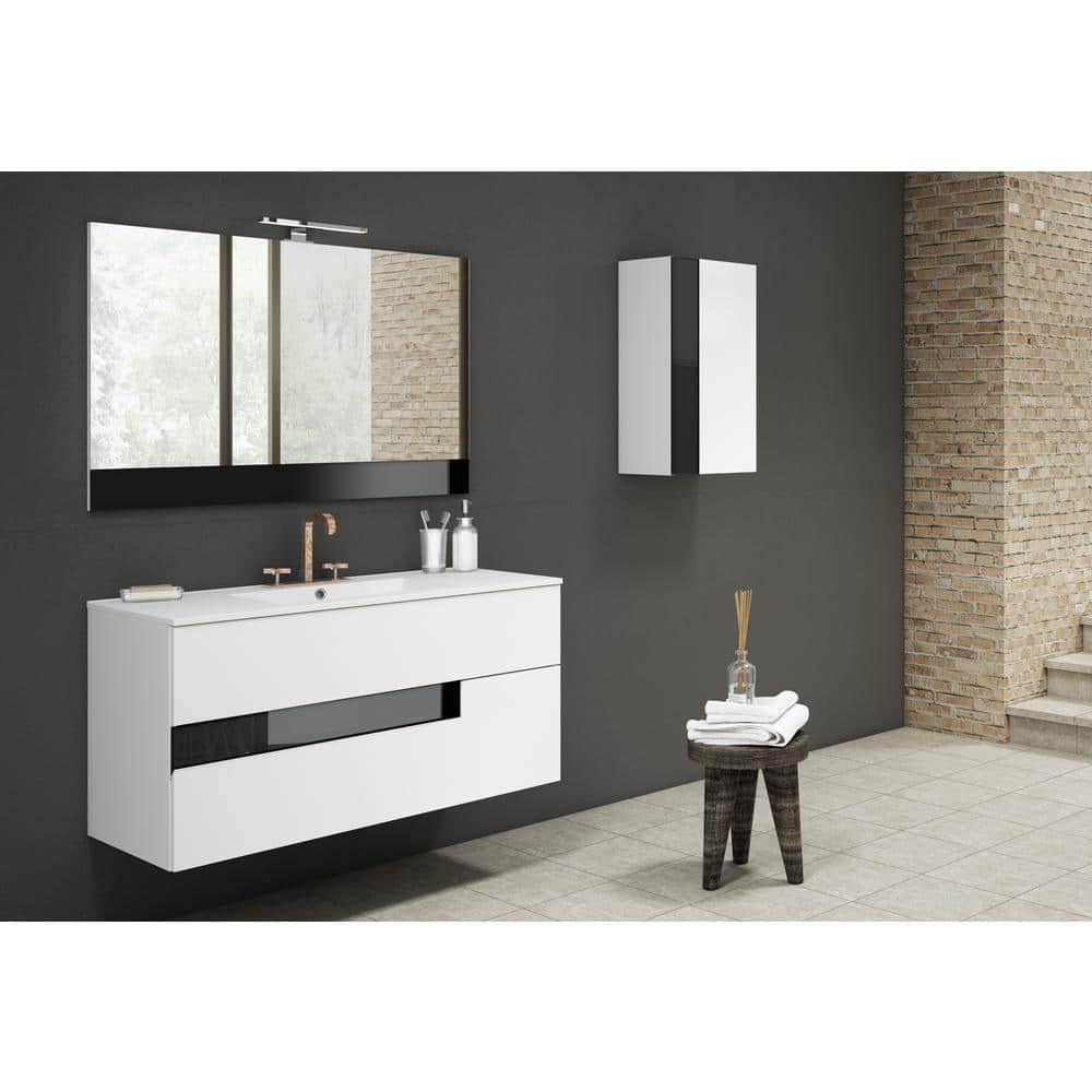 Vision 40 in. W x 18 in. D Bath Vanity in White and Black with Ceramic Vanity Top in White with White Basin and Sink -  LUCENA BATH