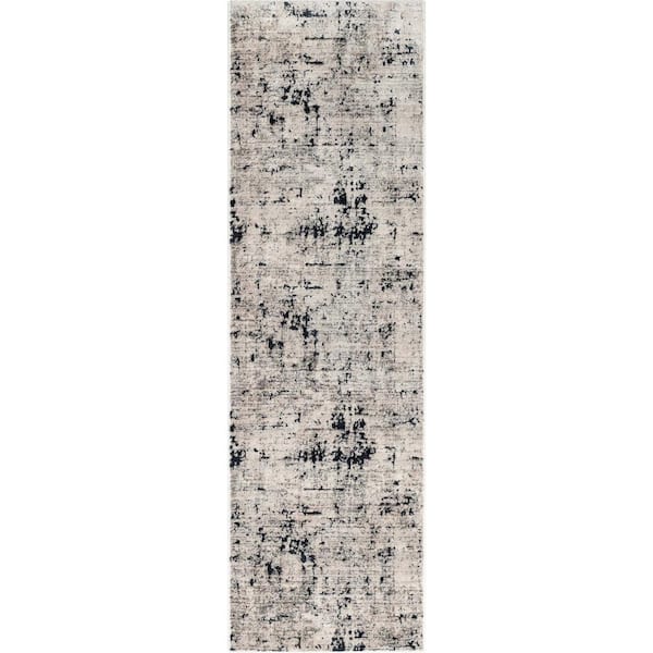 Well Woven Horosan Abstract Modern Distressed Grey Navy 2 ft. x 7 ft ...