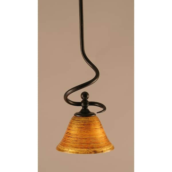 Unbranded Royale 100 W 1-Light Dark Granite Standard Mini Pendant Light with Glass Shade