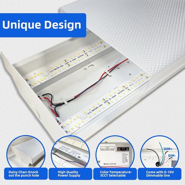 KOAOEIRS 4 ft. White 40-Watt 6000 Lumens 3500K/4000K/5000K