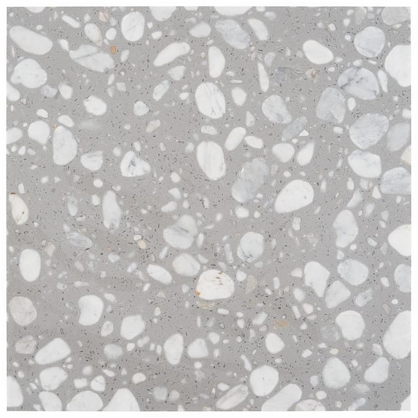 Ivy Hill Tile Terra Italia Grigio 4 in. x 0.47 in. Honed Marble Terrazzo Floor and Wall Tile Sample