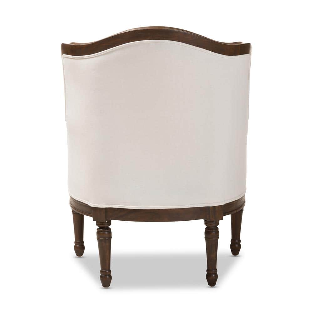 Off-White Cedar Wood French Accent Chair