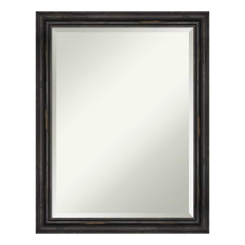 Rustic Black Pine Rectangular Beveled Bathroom Vanity Mirror