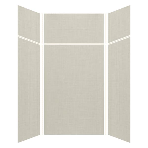 Transolid Expressions 48 in. x 48 in. x 96 in. 4-Piece Easy Up Adhesive Alcove Shower Wall Surround in Cameo