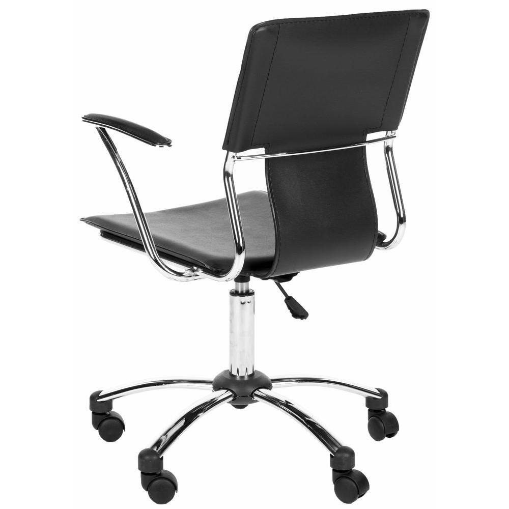 Transitional Kyler Black Leather & Metal Desk Chair