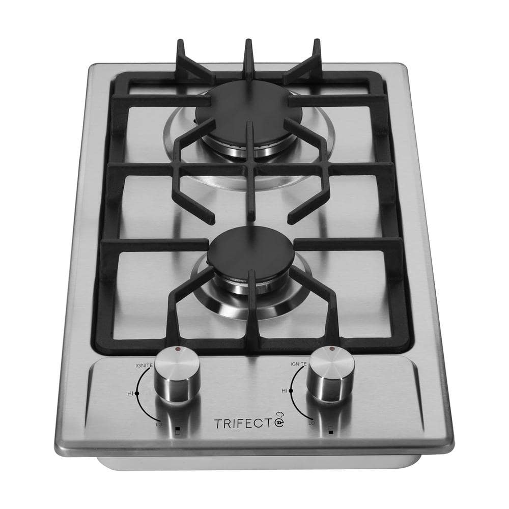 Trifecte Ceru 12 in. Gas Cooktop in Stainless Steel with 2 Burners  including 10000 BTUs Power Burner and 6000 BTUs Simmer Burner  HTRI-JZS32003N2 - The 