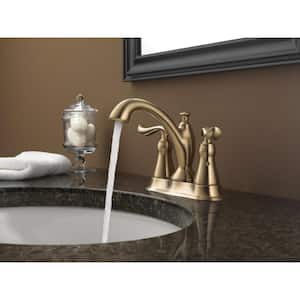 Linden 4 in. Centerset 2-Handle Bathroom Faucet with Metal Drain Assembly in Champagne Bronze