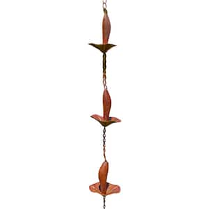 76.5 in. Long Iron Mushroom Rain Chain in Antique Rust