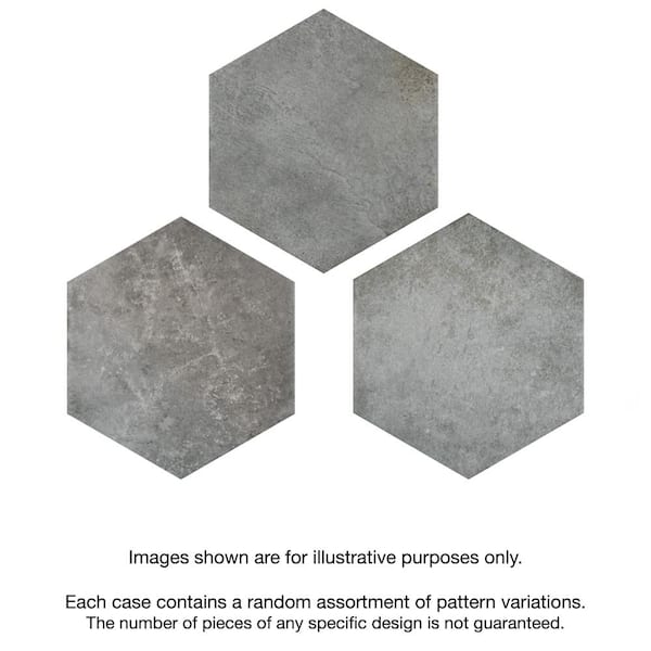 Heritage Hex Shadow 7 in. x 8 in. Porcelain Floor and Wall Tile (7.5 sq. ft./Case)