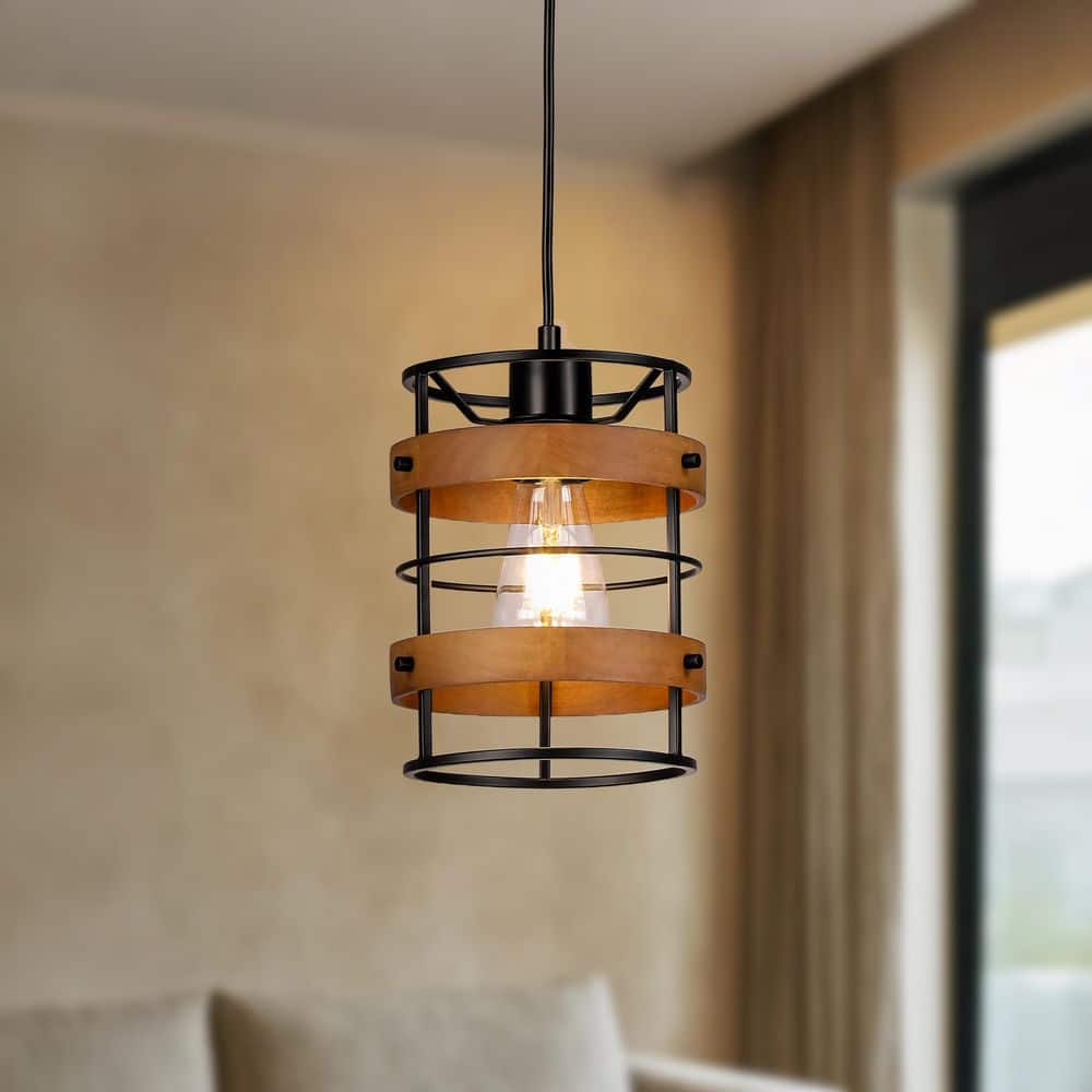 JASM 60W 1-light Black Cylindrical farmhouse-style Mini Pendant Light for Dining Rooms and Kitchen Islands price history on PriceWatchPro