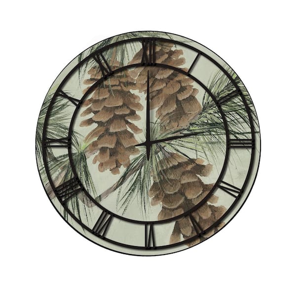 Unbranded "Pine Cone" Full Coverage Art and Black Numbers Imaged Wall Clock