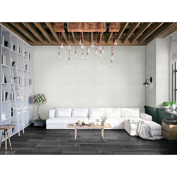 Alpine White 2.25 in. x 10.75 in. x 0.50 in. Clay Brick Corner Wall Tile (1.7 sq. ft./Case)