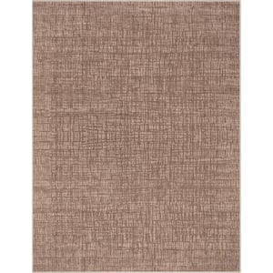 Brown 7 ft. 7 in. x 9 ft. 10 in. Abstract Nightscape Modern Geometric Flat-Weave Area Rug