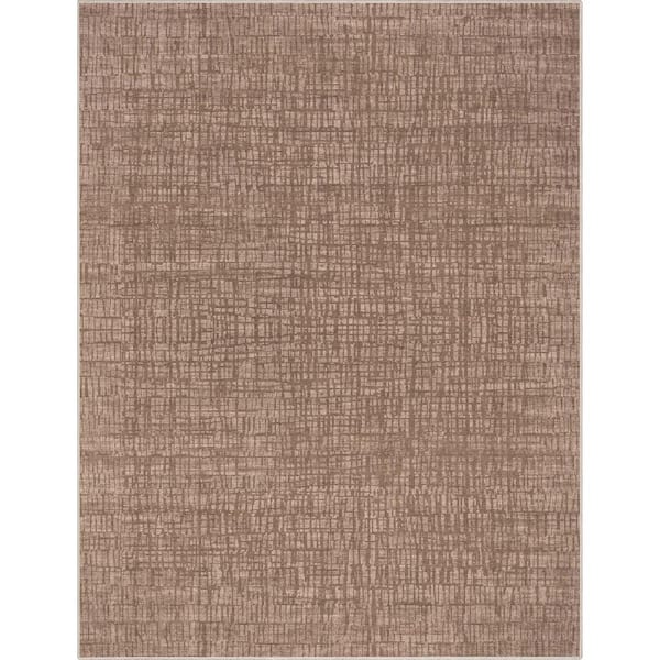 Well Woven Brown 7 ft. 7 in. x 9 ft. 10 in. Abstract Nightscape Modern Geometric Flat-Weave Area Rug