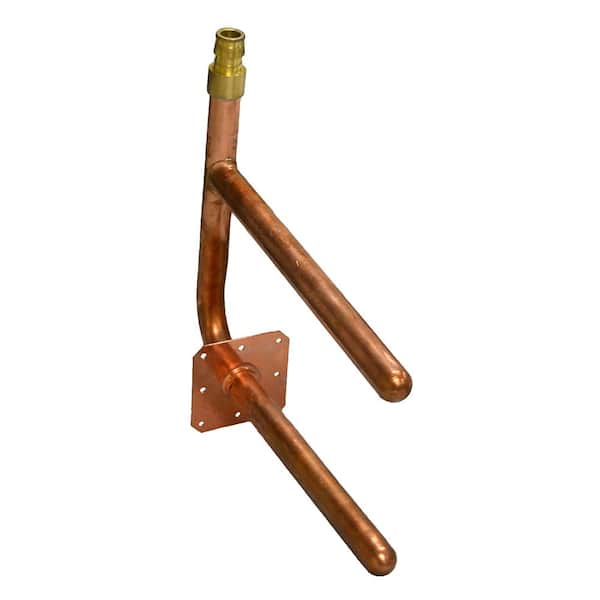 JONES STEPHENS 1/2 in. x 7 in. x 8 in. Cold Expansion PEX (F1960) Double Copper Stub Out 90° Elbow with Square Mounting Flange