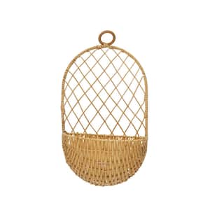 Hand -Woven Hanging Oval Wicker Basket