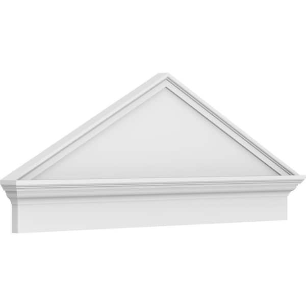 Ekena Millwork 48 in. W x 18-7/8 in. H x 2-3/4 in. P (Pitch 6/12) Peaked Cap Smooth Signature Urethane Combination Pediment, Primed Tan