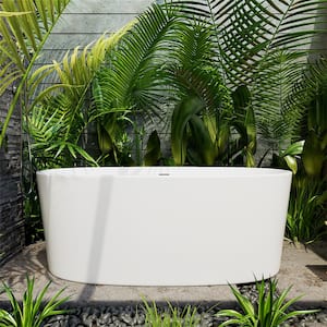 63 in. x 31 in. Minimalist Acrylic Freestanding Soaking Bathtub Not Whirlpool cUPC Certificated in Glossy White