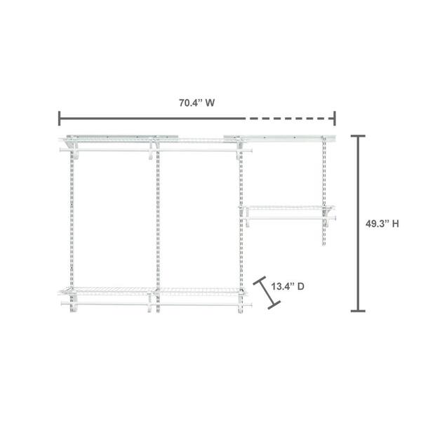 ClosetMaid ShelfTrack 4 ft. to 6 ft. 13.4 in. D x 70.4 in. W x