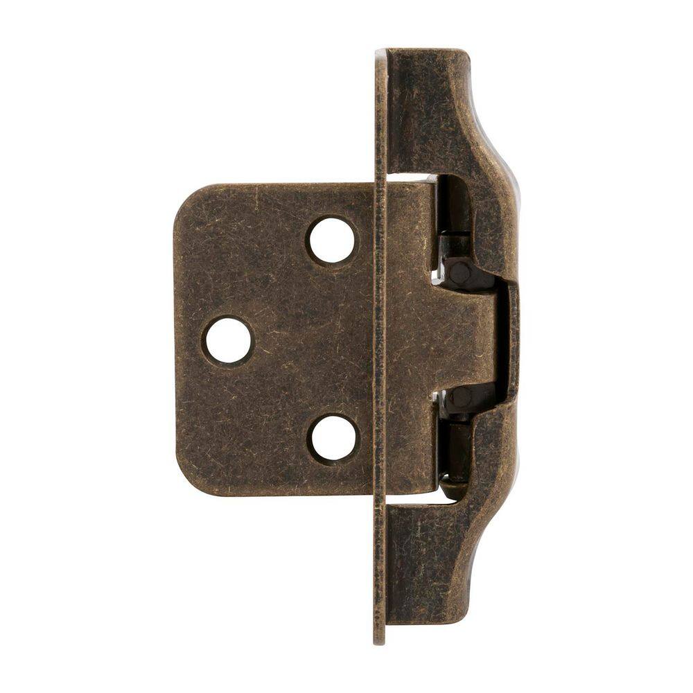 Hinge Semi-Concealed 1/4 in. Overlay Face Frame Partial Wrap Self-Close Antique Brass Hinge (5-Pairs) price history on PriceWatchPro